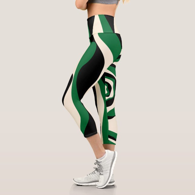 Leggings Capri Ebb y Flow 4 en verde, crema y negro (Izquierda)