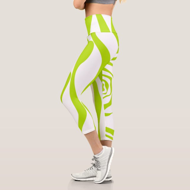 Leggings Capri Ebb y Flow 4 en verde limón y blanco (Izquierda)