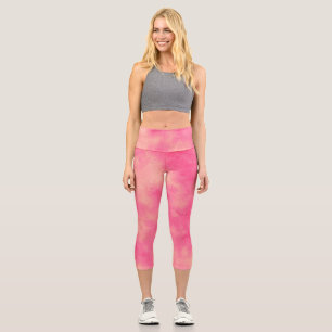 Leggings Capri Efecto de nube de tormenta de estilo Amarillo rosa