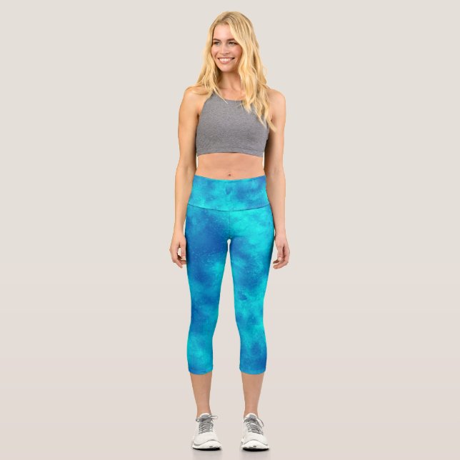 Leggings Capri Efecto de nube de tormenta de estilo Azul (Anverso)