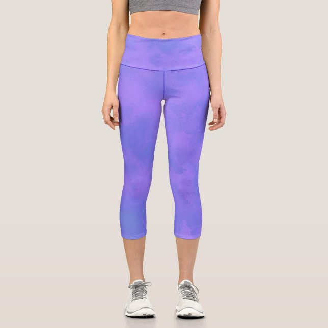 Leggings Capri Efecto de nube de tormenta de estilo Azul (Anverso)