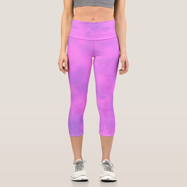 Leggings Capri Efecto de nube de tormenta de estilo Rosa (Anverso)