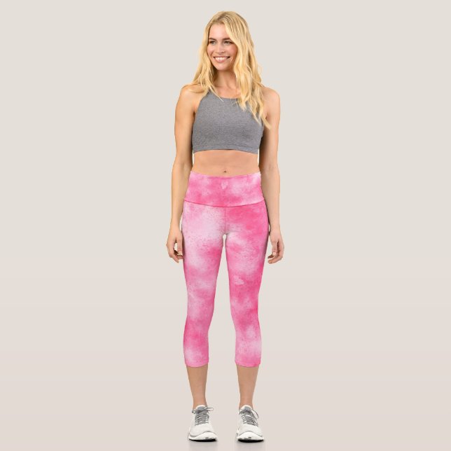 Leggings Capri Efecto de nube de tormenta de estilo Rosa (Anverso)