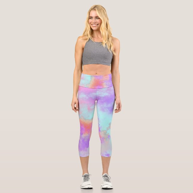 Leggings Capri Efecto salpicador de pinturas arcoiris (Anverso)