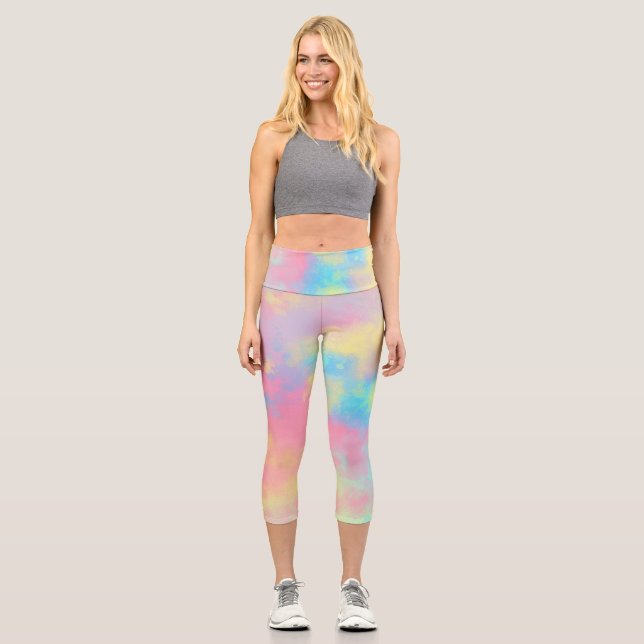 Leggings Capri Efecto salpicador de pinturas arcoiris (Anverso)