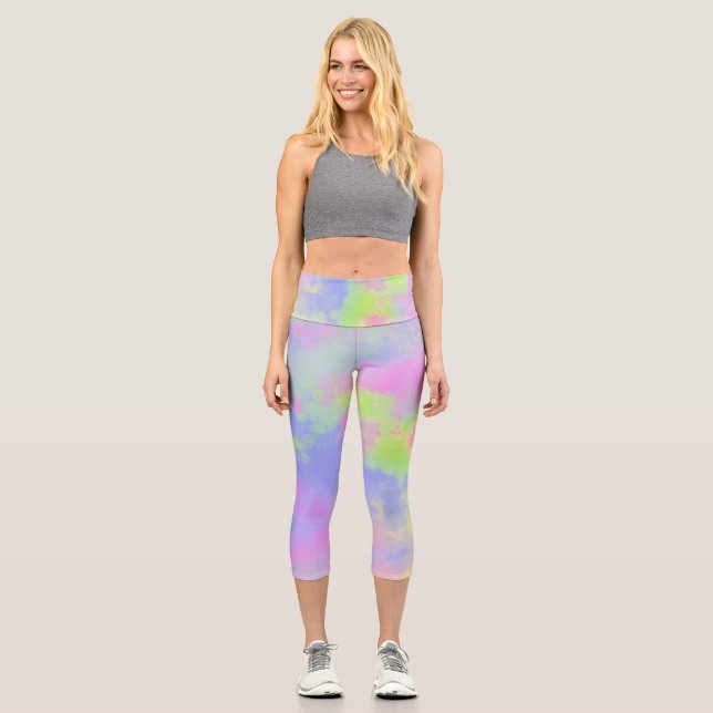 Leggings Capri Efecto salpicador de pinturas arcoiris (Anverso)