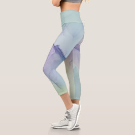 Leggings Capri efecto transparente de seda azul claro