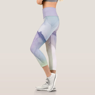 Leggings Capri efecto transparente de seda azul claro