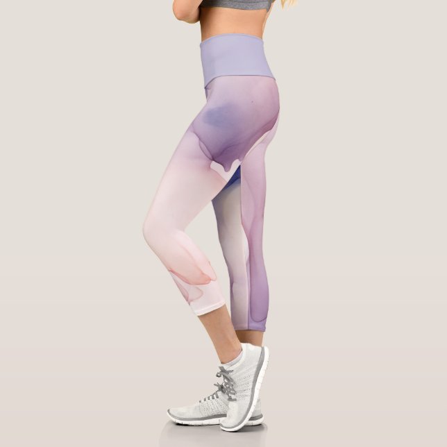 Leggings Capri efecto transparente de seda púrpura clara (Izquierda)