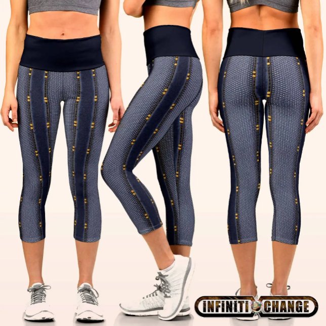 Leggings Capri Efectos negativos con remaches impresos y redes de (Subido por el creador)