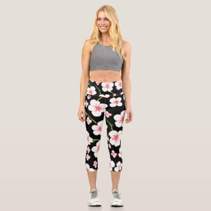 Leggings Capri Ejercicio del yoga floral colorido