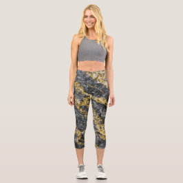 Leggings Capri El oro abstracto brilla la textura rocosa
