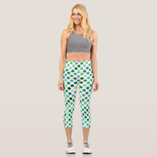 Leggings Capri El polka verde y azul marca un patrón sin problema