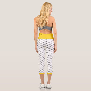 Leggings Capri ¡El Pollo Esté Loco! Diversión Funky Negro y Blanc