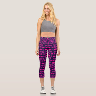 Leggings Capri Elefantes de la etnia asiática: rosa azul