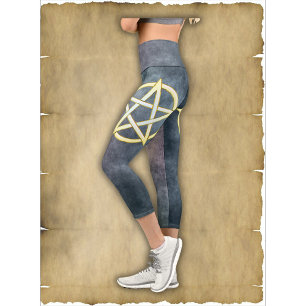 Leggings Capri Elegancia celeste: Pearl Pentagram