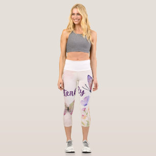 Leggings Capri Elegancia floreciente: diseños de impresión de Ros