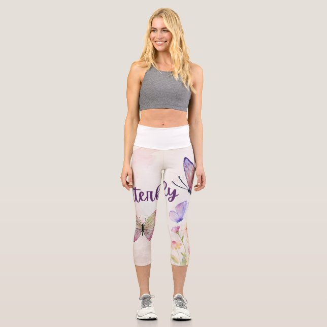 Leggings Capri Elegancia floreciente: diseños de impresión de Ros (Anverso)