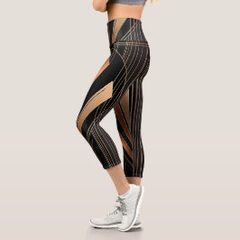 Leggings Capri Elegancia geométrica metálica Art Deco