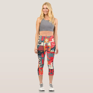 Leggings Capri Elegancia medieval: diseño de patrones sin foco
