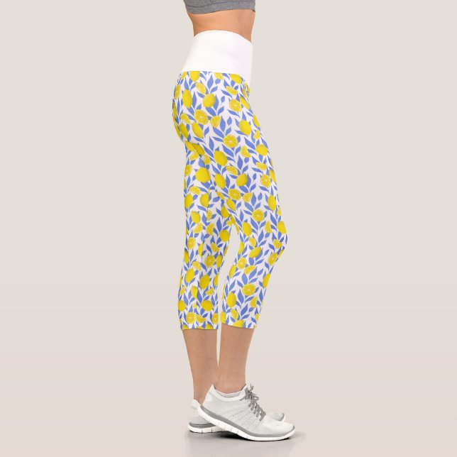 Leggings Capri Elegant French Country Lemon Blue Botanical (Derecha)