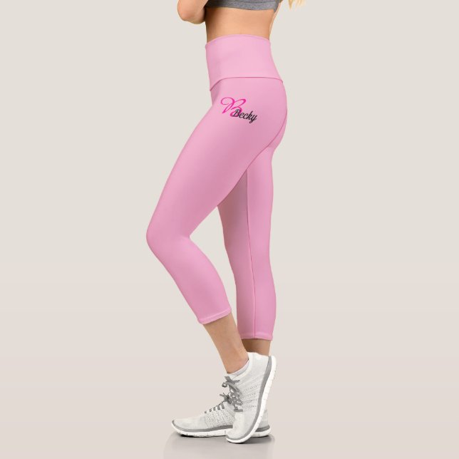 Leggings Capri Elegant Monogram and Name on Pink (Izquierda)