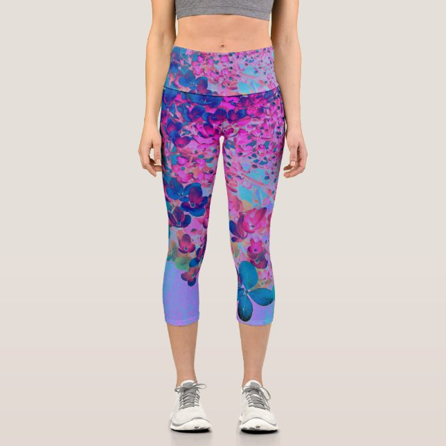 Leggings Capri Elegante azul oscuro e hidrangea recta magenta (Anverso)