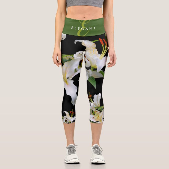 Leggings Capri Elegante Casablanca White Oriental Lilies (Anverso)