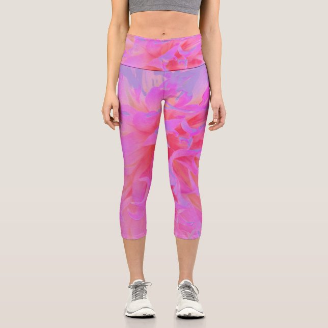 Leggings Capri Elegante Dahlia con decoración magenta y rosa (Anverso)