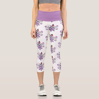 Leggings Capri Elegante estampado floral violeta gris violeta