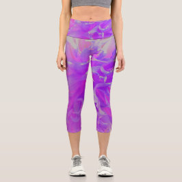 Leggings Capri Elegante Flor de Dahlia Ultra Violeta