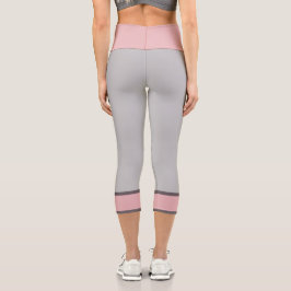 Leggings Capri Elegante gris rosa y brillante