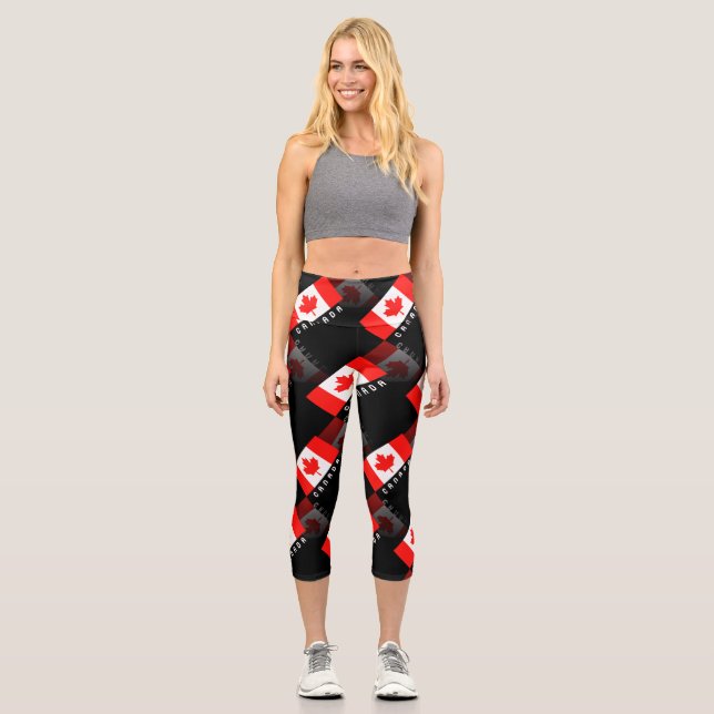 Leggings Capri Elegante hoja de arce canadiense de alto rendimien (Anverso)