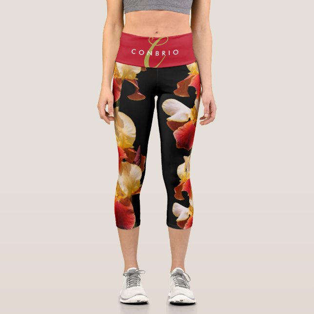 Leggings Capri Elegante Iris Germanica con barba multicolor (Anverso)
