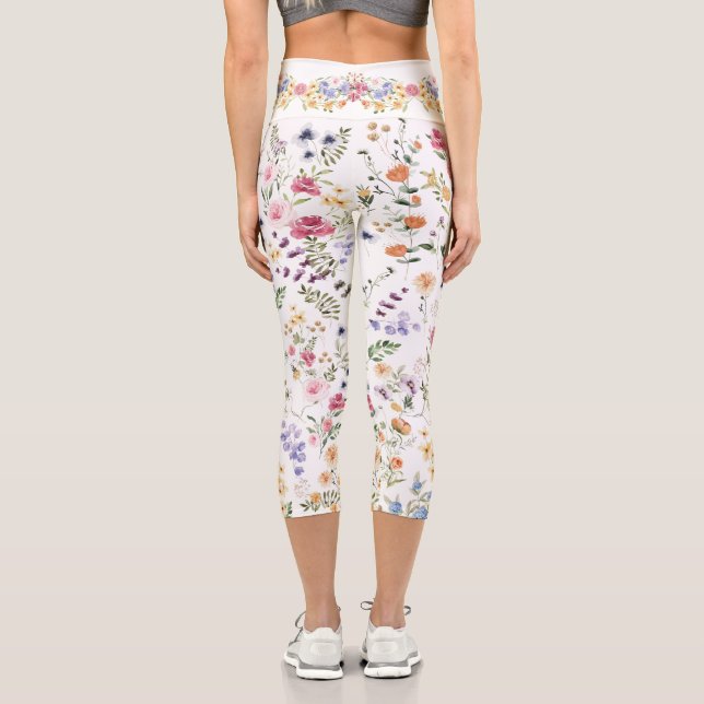 Leggings Capri Elegante jardín florido de flores silvestres prade (Reverso )