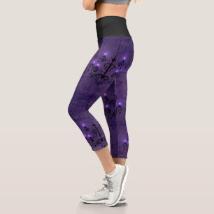 Leggings Capri Elegante lámpara de araña de color púrpura y gótic