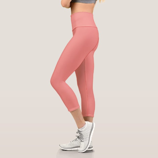 Leggings Capri Elegante lienzo rosa de coral para días activos (Izquierda)