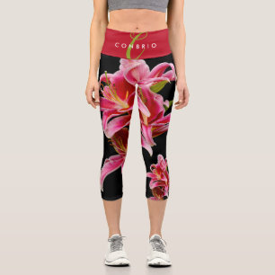 Leggings Capri Elegante Lilies Orientales Rosa