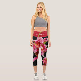 Leggings Capri Elegante Lilies Orientales Rosa