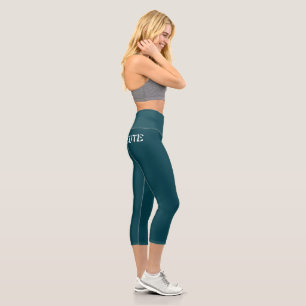 Leggings Capri Elegante Moda Azul Verde azulado
