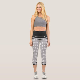 Leggings Capri Elegante Monograma de Letra en Script con Borde Gr