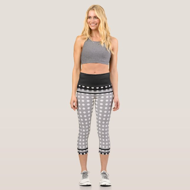 Leggings Capri Elegante Monograma de Letra en Script con Borde Gr (Anverso)