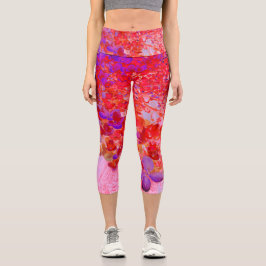 Leggings Capri Elegante morado y Naranja Limelight Hydrangea