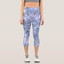 Leggings Capri Elegante mosaico azul hielo, moderno