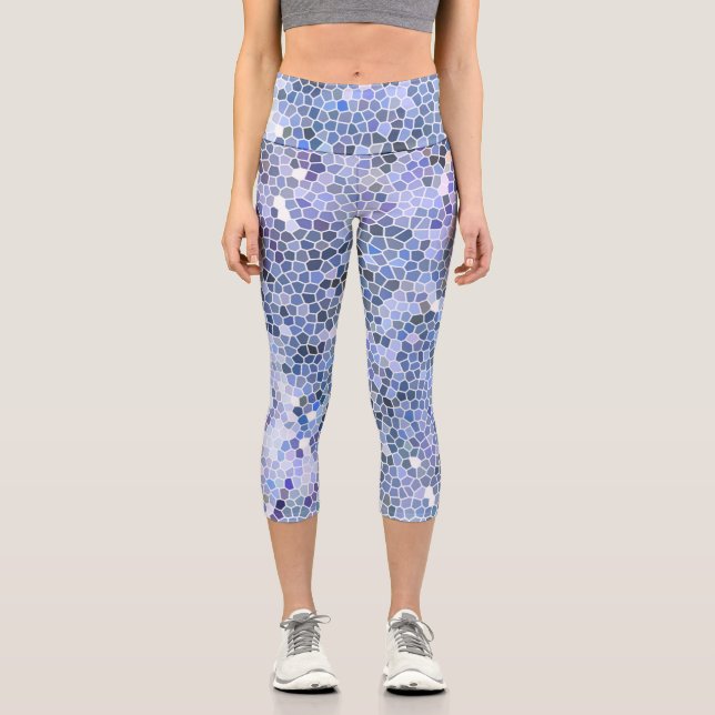 Leggings Capri Elegante mosaico azul hielo, moderno (Anverso)