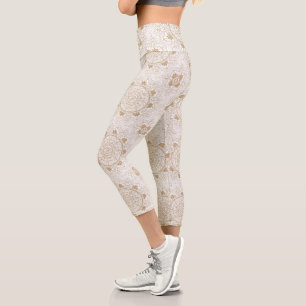 Leggings Capri Elegante Ojo Ojo Sol Luna Mandala Blanco