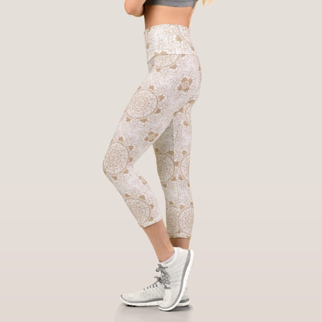 Leggings Capri Elegante Ojo Ojo Sol Luna Mandala Blanco (Izquierda)
