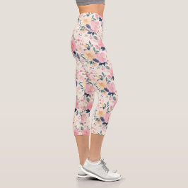 Leggings Capri Elegante Pastel Bloom Romántica Estética Femenina