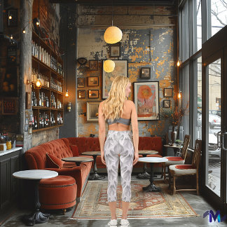 Leggings Capri Elegante Patrón Minimalista Blanco y Gris Personal