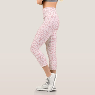 Leggings Capri Elegante patrón Rosa Purpurina Oro Leopard